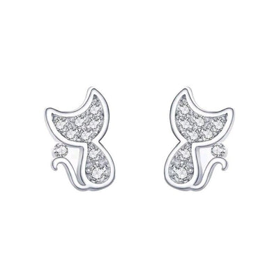Kitty Cat Sparkling Zirconia Stud Earrings - bellissi