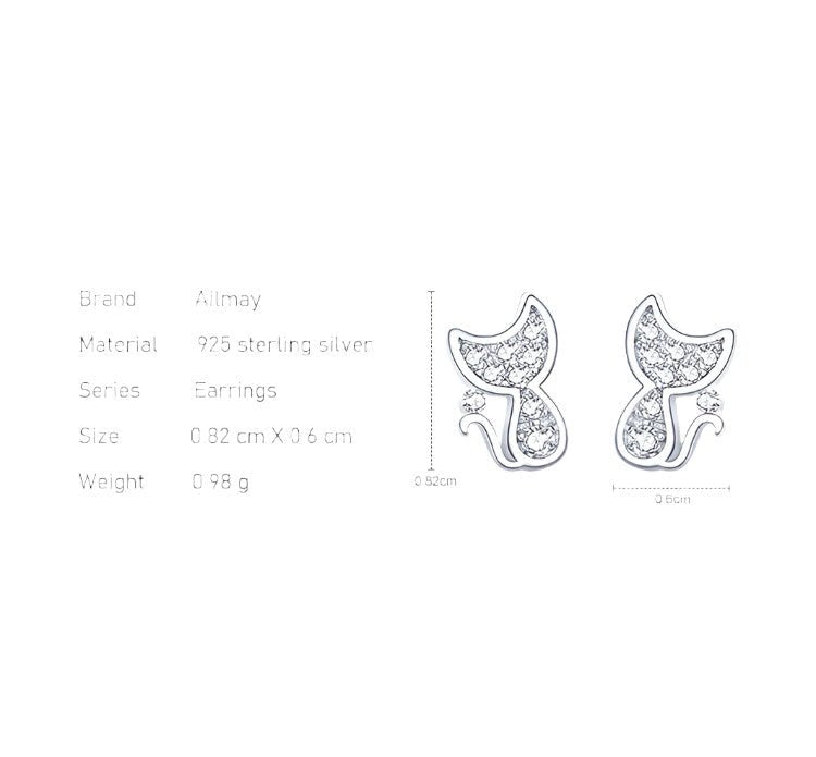 Kitty Cat Sparkling Zirconia Stud Earrings - bellissi