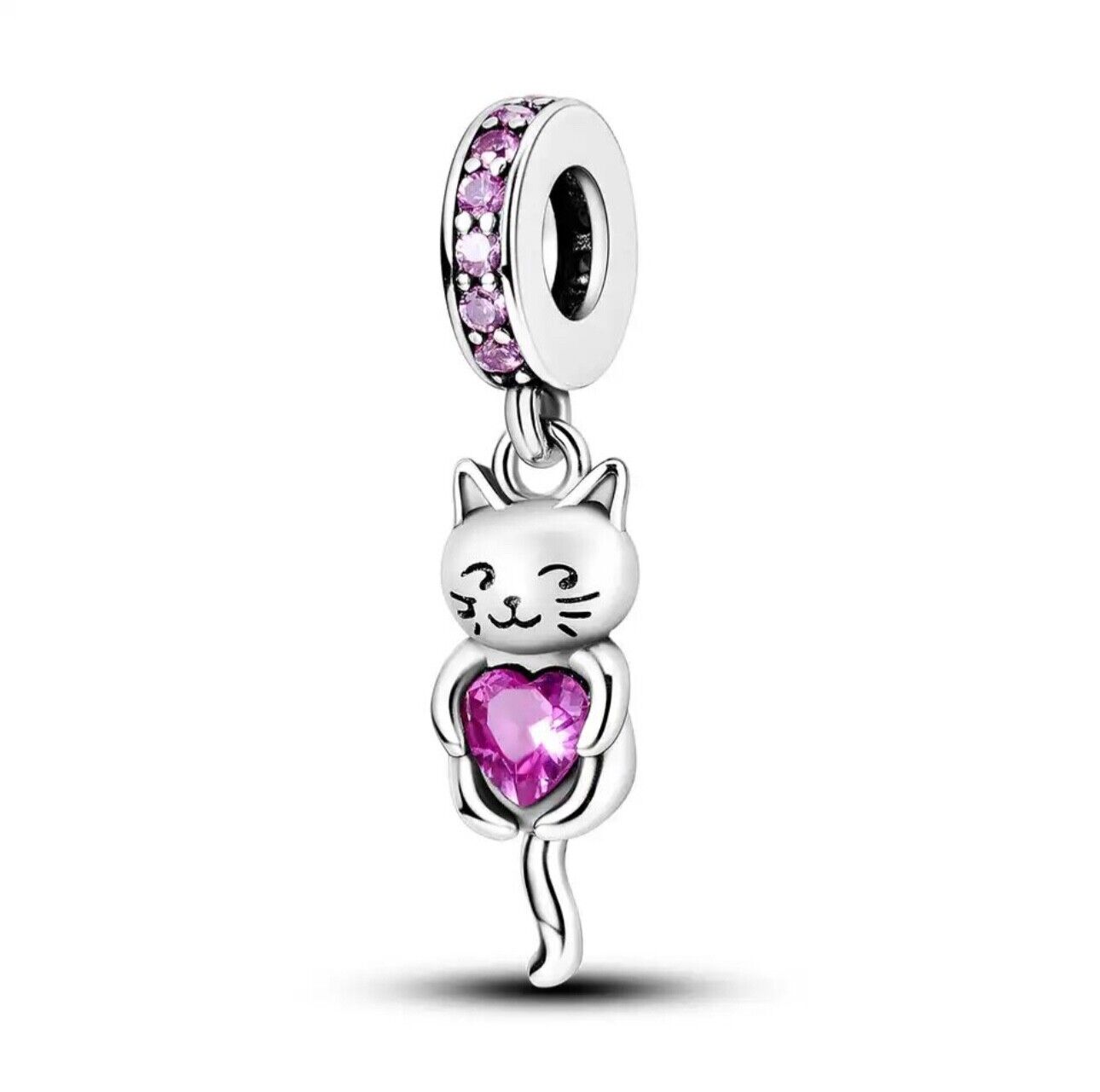 Kitty, Cat whit Pink Heart Charm - bellissi