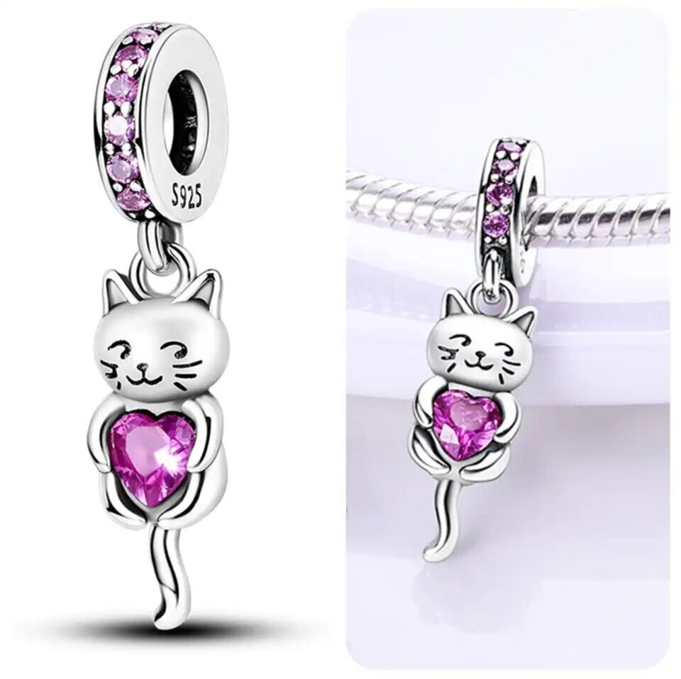 Kitty, Cat whit Pink Heart Charm - bellissi
