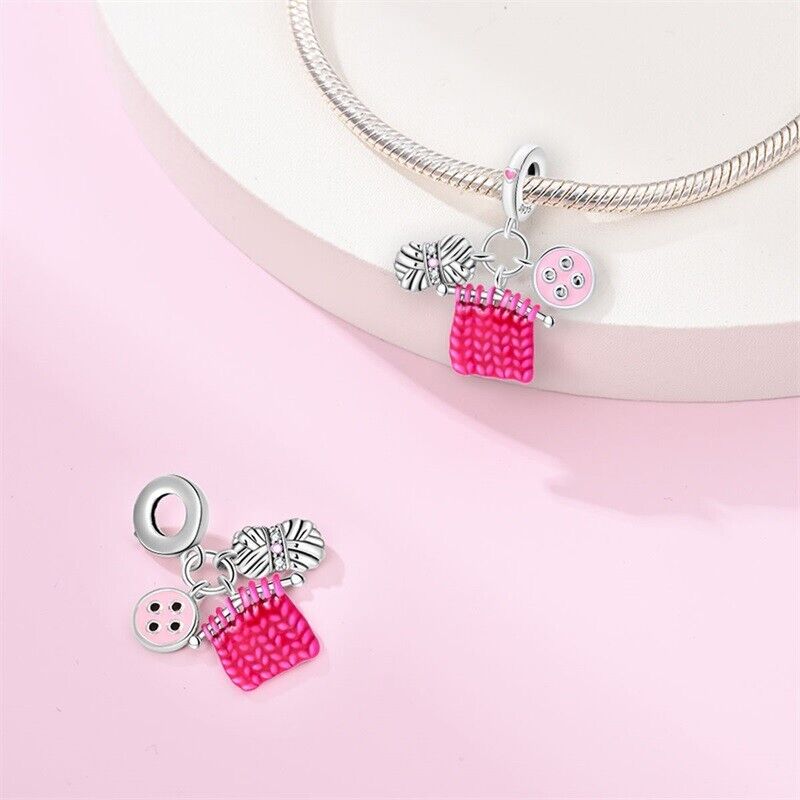 Knitting Needless & Wool Dangle Charm - bellissi