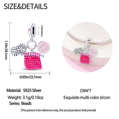 Knitting Needless & Wool Dangle Charm - bellissi