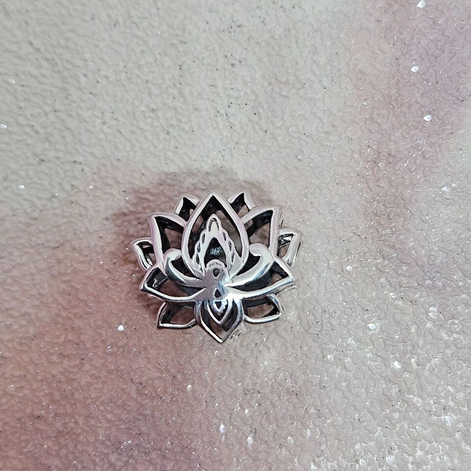 Lotus flower bead charm 925 sterling silver spiritual floral jewelry elegant bracelet accessory gift