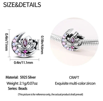 Lotus Flower With Pink Zirconia Moon Charm - bellissi
