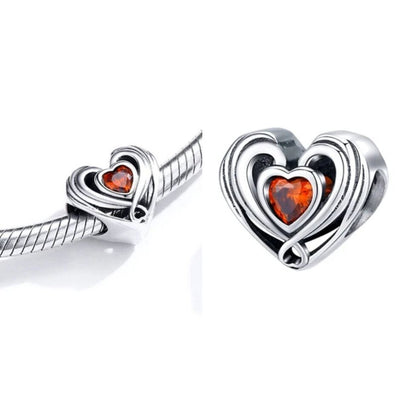 Love Heart Red Zircon Bead - bellissi