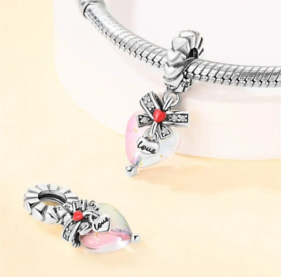 Love Heart Zirconia Bow Dangle - bellissi