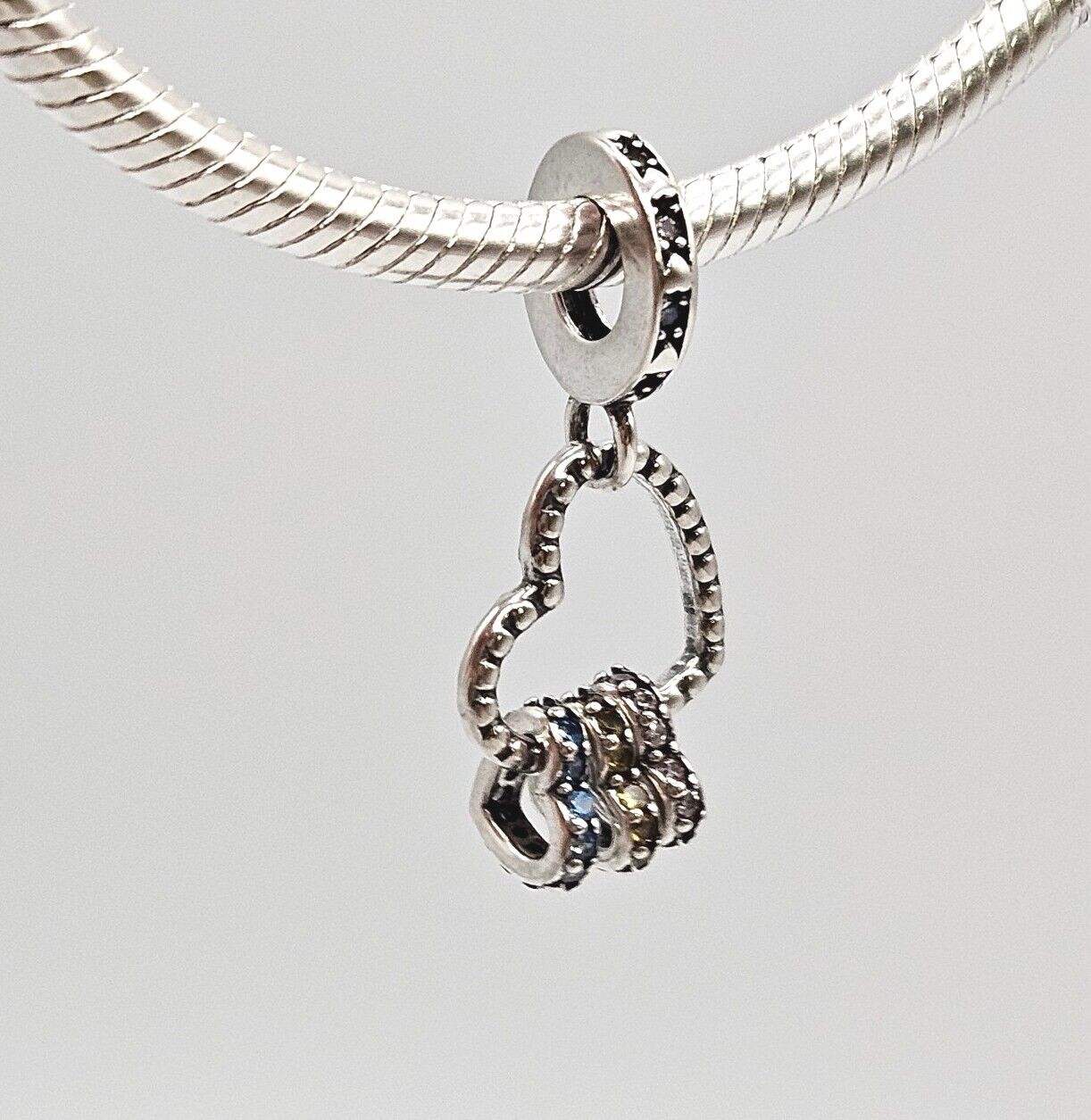 Love Hearts With Zircon Silver Charm - bellissi