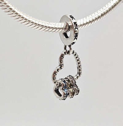 Love Hearts With Zircon Silver Charm - bellissi