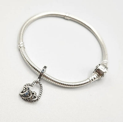 Love Hearts With Zircon Silver Charm - bellissi