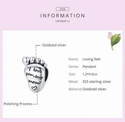 Love Mum Baby Foot Charm - bellissi