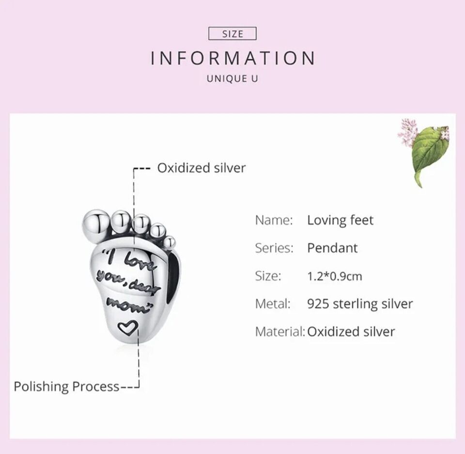 Love Mum Baby Foot Charm - bellissi