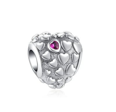 Love Mum Heart Red Zircon Charm - bellissi