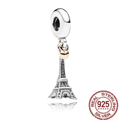 Love Paris Eiffel Tower Heart Dangle Charm - bellissi