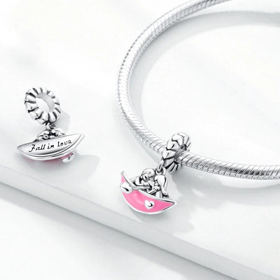Lovers In Heart Boat Dangle Charm - bellissi