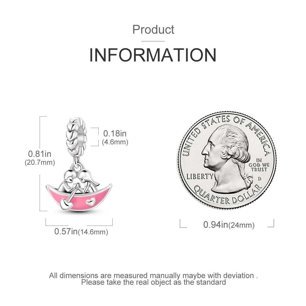 Lovers In Heart Boat Dangle Charm - bellissi