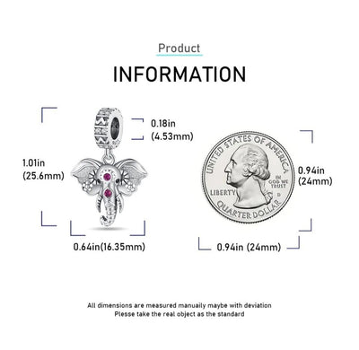 Lucky Elephant Red Zircon Dangle Charm - bellissi