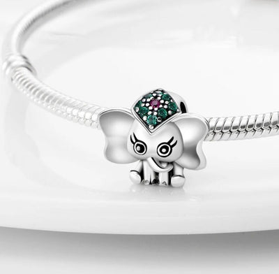 Lucky Elephant With Green Zirconia Charm - bellissi