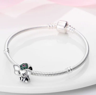Lucky Elephant With Green Zirconia Charm - bellissi