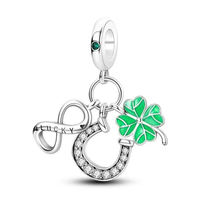 Lucky Horse Shoe Lucky Clover and Infinity Dangle - bellissi