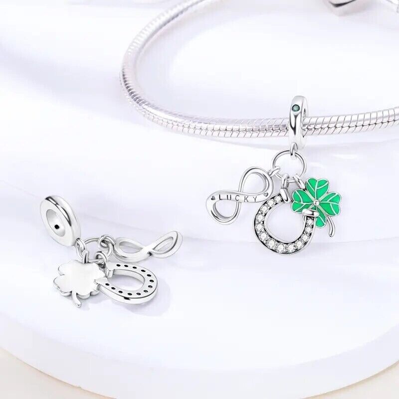 Lucky Horse Shoe Lucky Clover and Infinity Dangle - bellissi