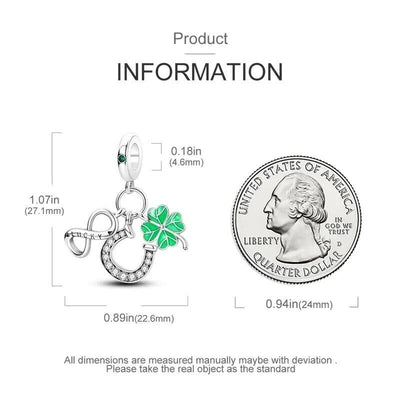 Lucky Horse Shoe Lucky Clover and Infinity Dangle - bellissi