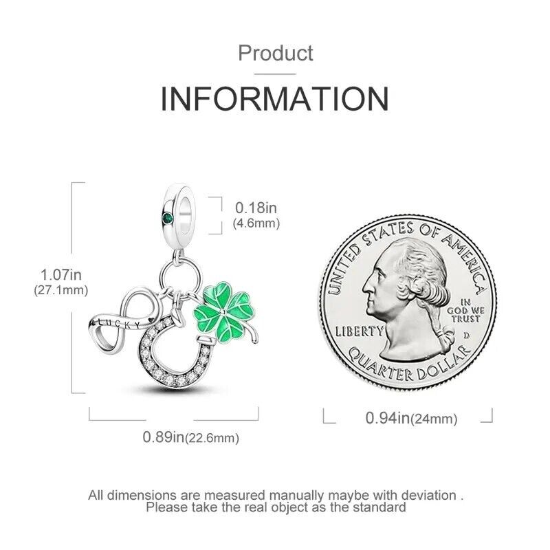 Lucky Horse Shoe Lucky Clover and Infinity Dangle - bellissi