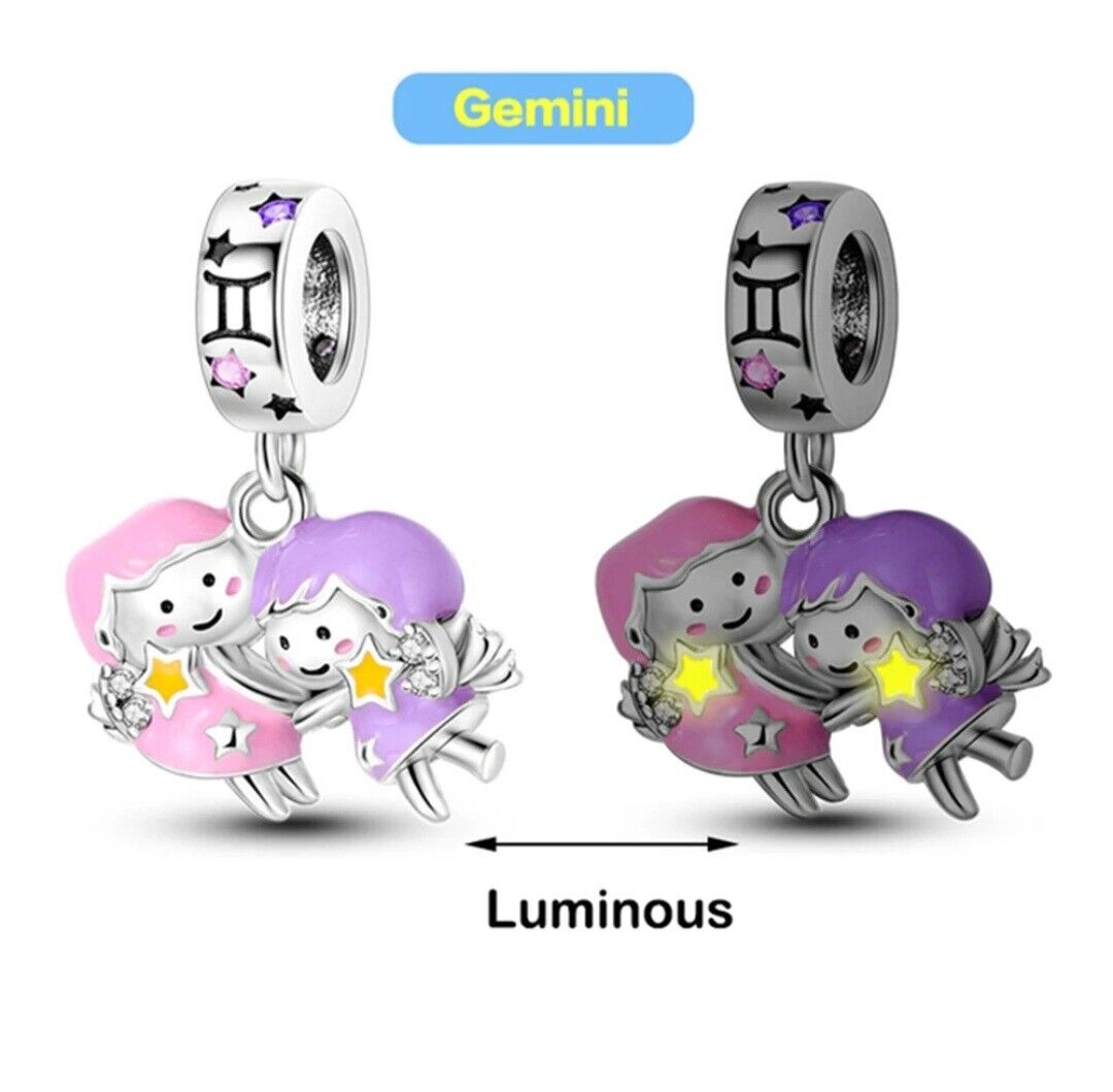Luminous Zodiac Sign Gemini Dangle Charm - bellissi