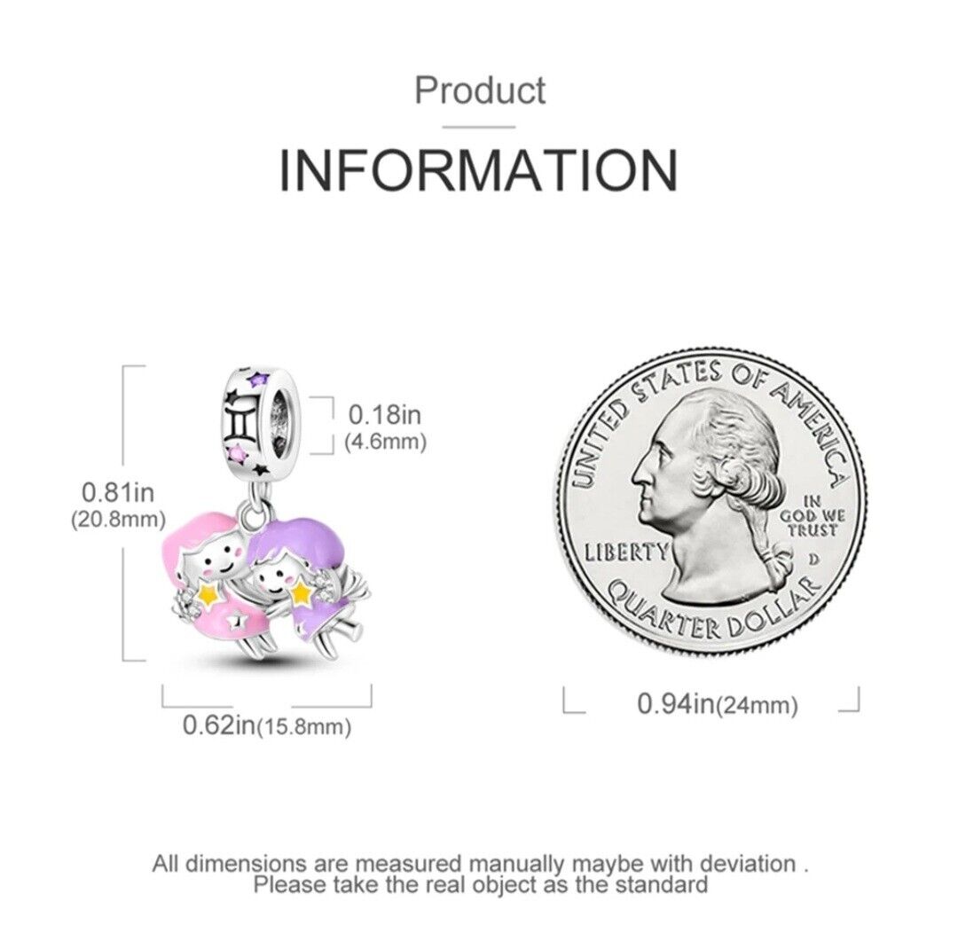 Luminous Zodiac Sign Gemini Dangle Charm - bellissi