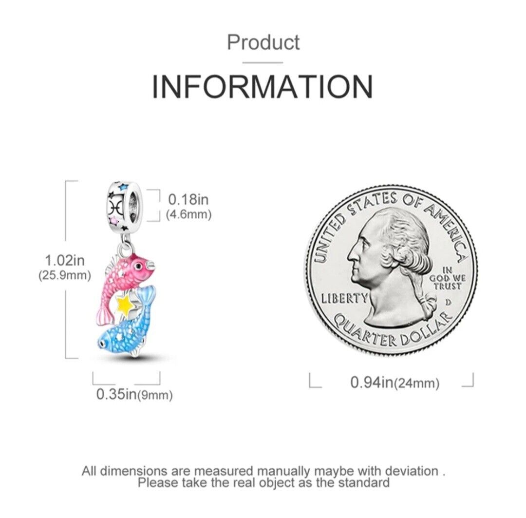 Luminous Zodiac Sign Pisces Dangle Charm - bellissi