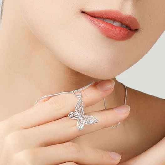 Sterling Silver Butterfly Pendant Necklace