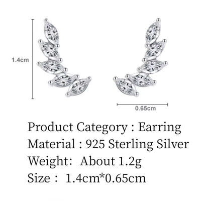 Marquise Cut CZ Leaf Stud Earrings - bellissi