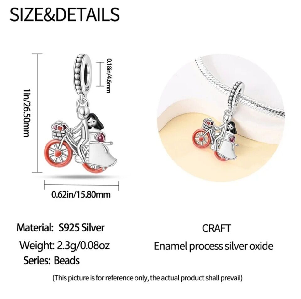Married Couple On Bike Dangle Charm - bellissi