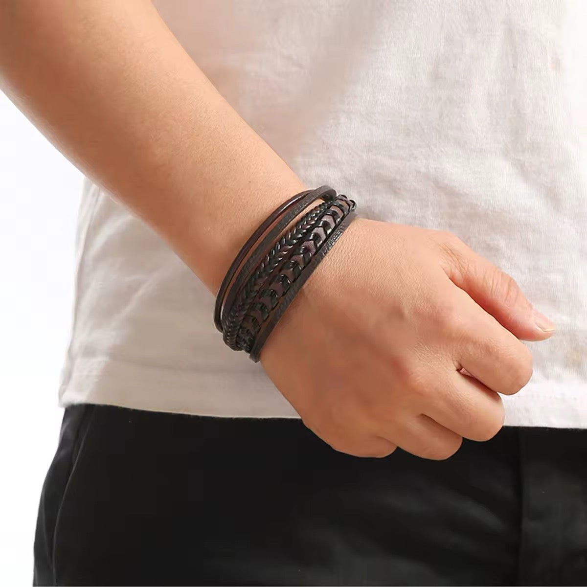 MEN'S Multi - layered Vintage Leather Rope Bracelet - bellissi