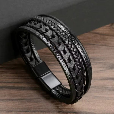 MEN'S Multi - layered Vintage Leather Rope Bracelet - bellissi