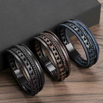 MEN'S Multi - layered Vintage Leather Rope Bracelet - bellissi