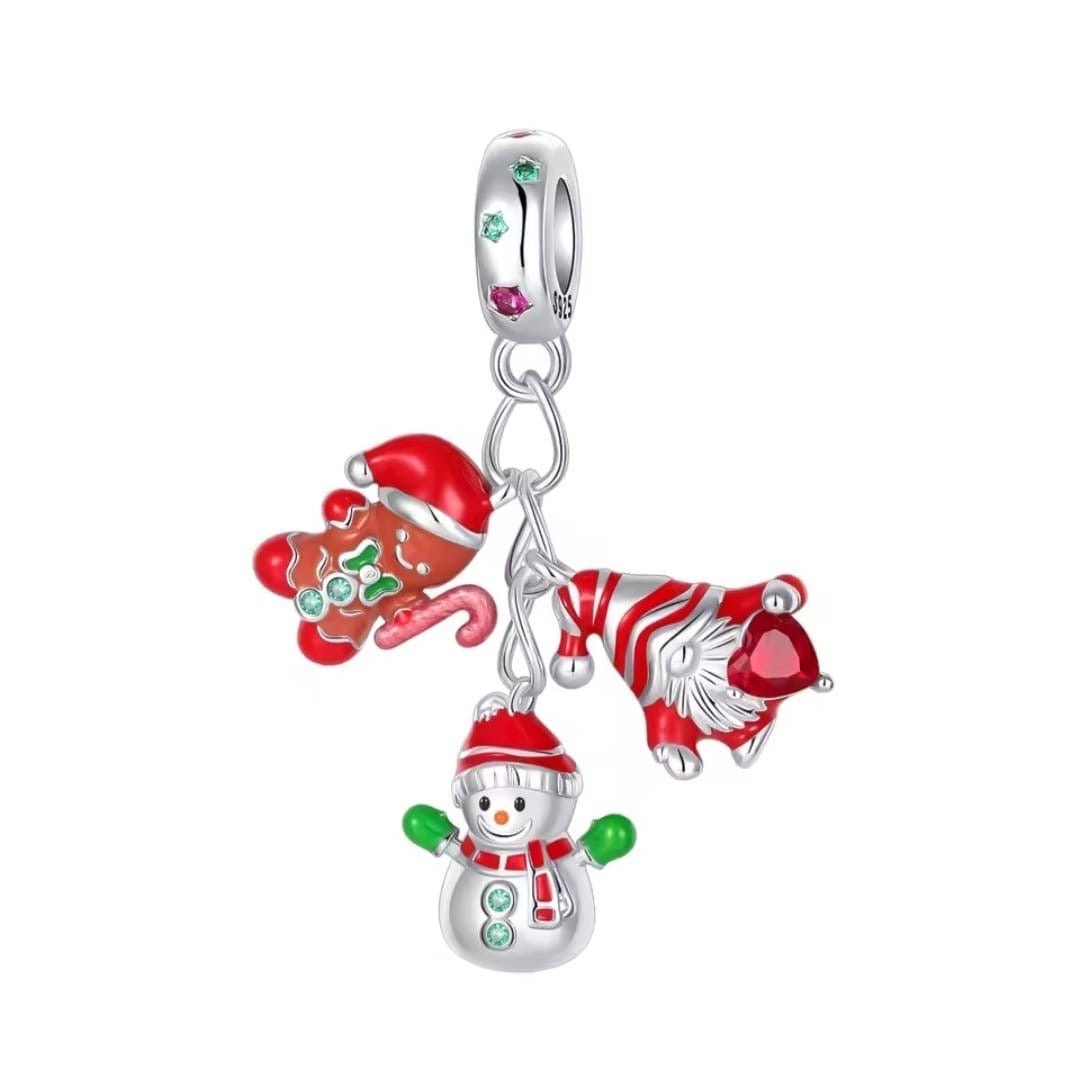 Merry Christmas Trio Charm – Gingerbread, Gnome & Snowman - bellissi