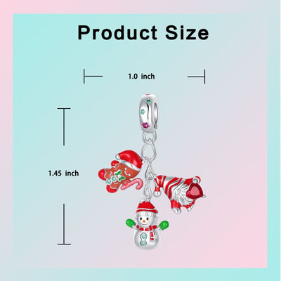 Merry Christmas Trio Charm – Gingerbread, Gnome & Snowman - bellissi