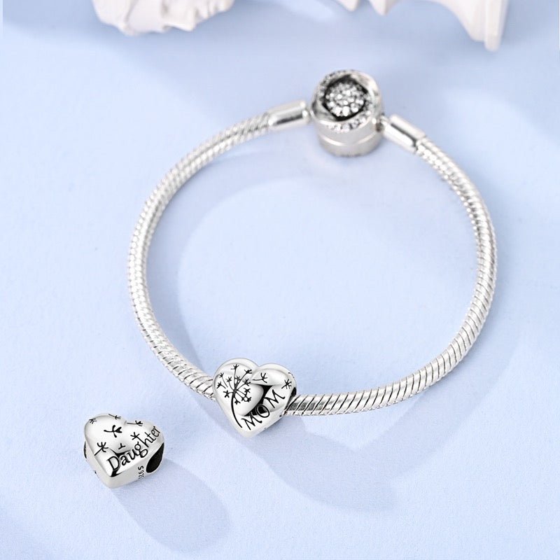 Mom & Daughter Heart Charm with Tree of Life - bellissi