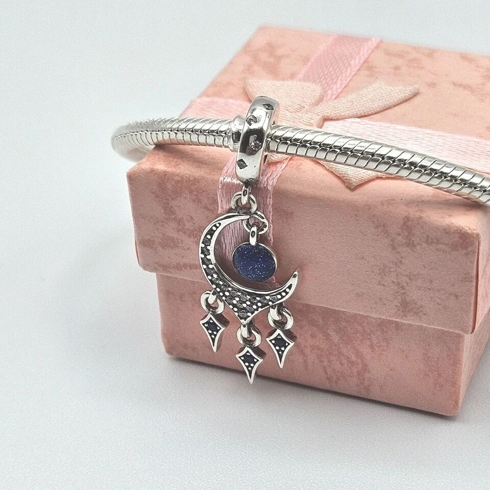 Moon Dreamcatcher Blue Zirconia Charm - bellissi