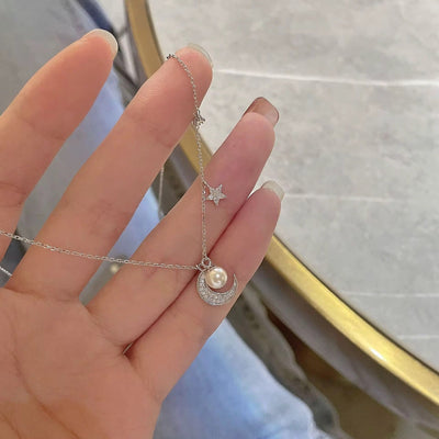 Moon Star Pearl Necklace - bellissi