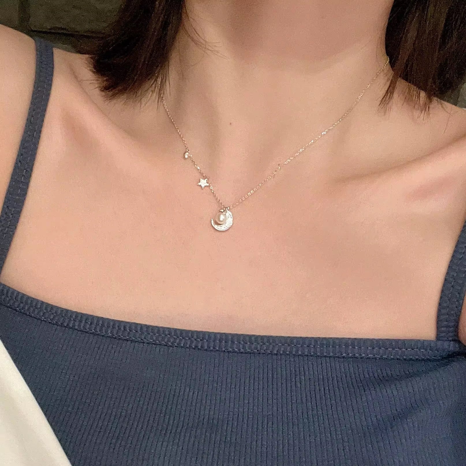 Moon Star Pearl Necklace - bellissi