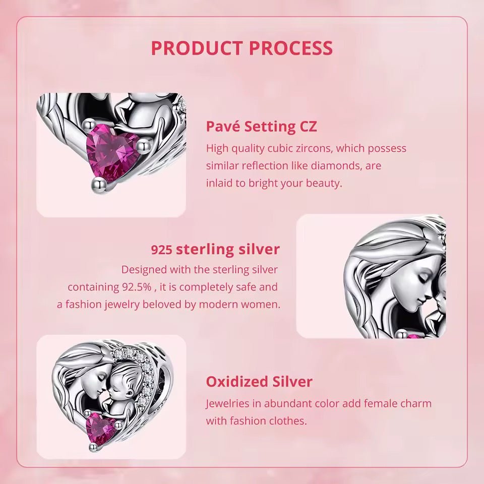 Mother & Baby Love Heart Charm - bellissi