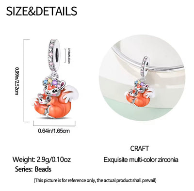 Mother & Baby Squirrel Charm - bellissi