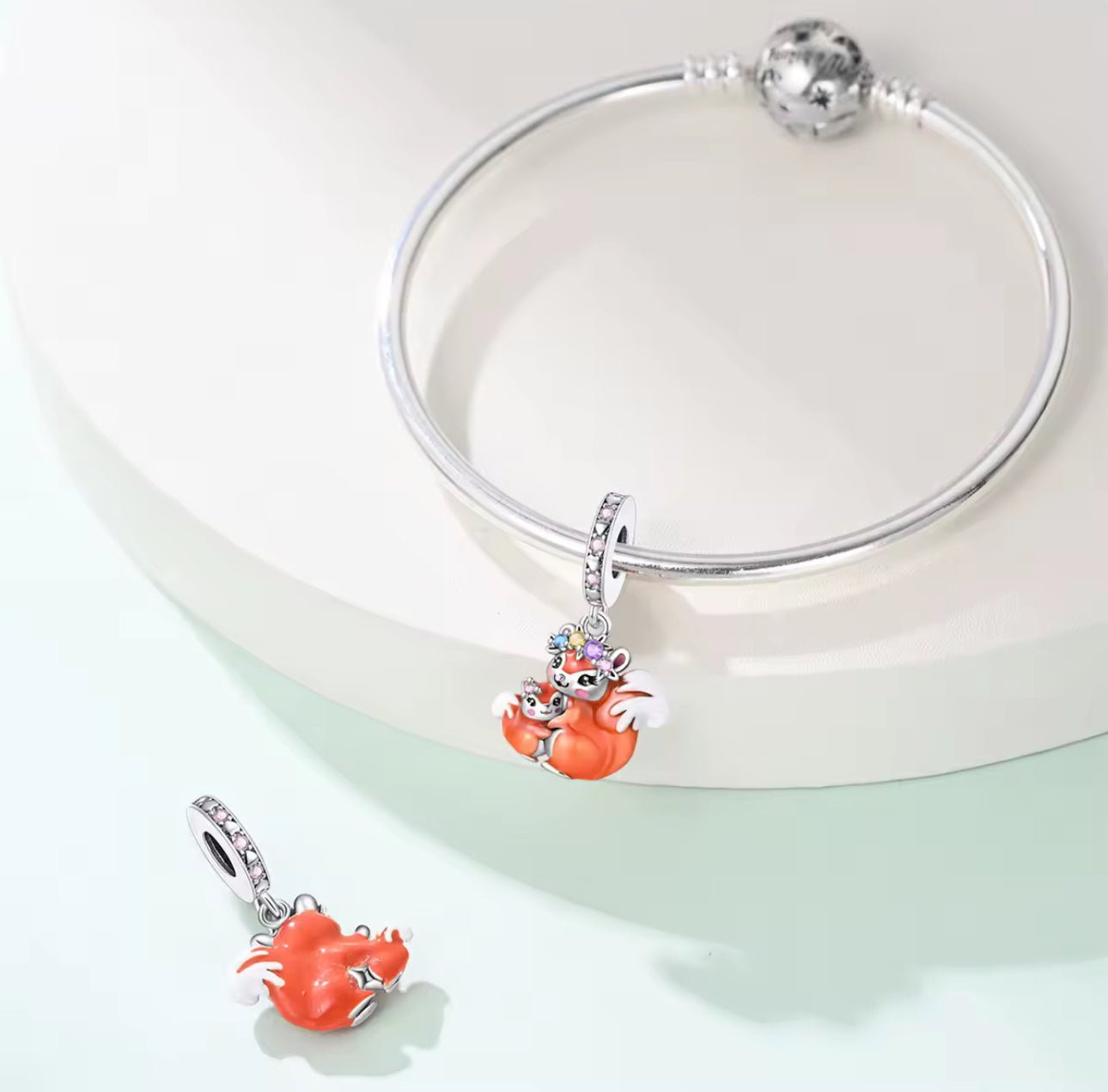 Mother & Baby Squirrel Charm - bellissi