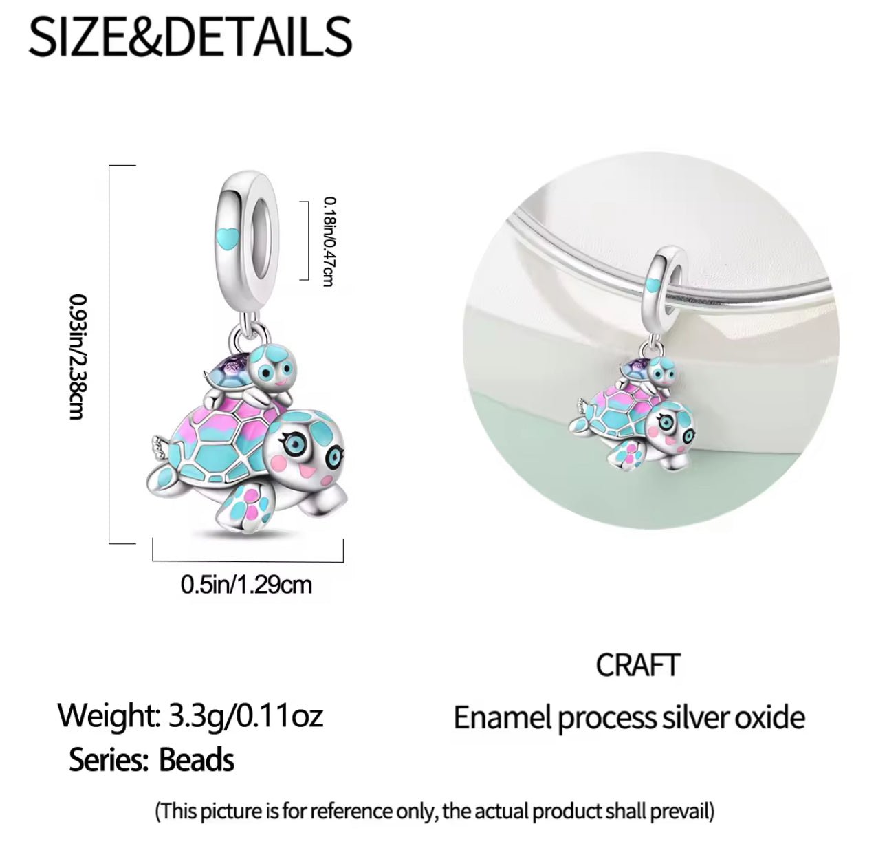 Mother & Baby Turtle Charm - bellissi