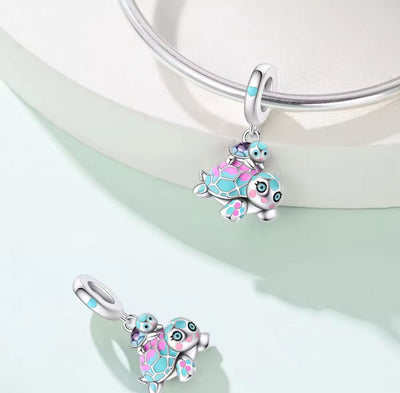 Mother & Baby Turtle Charm - bellissi