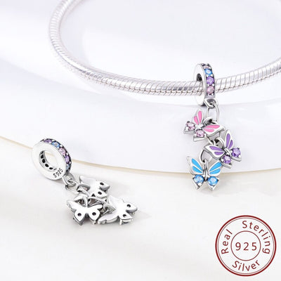 Multicolour Butterflies Dangle Charm - bellissi