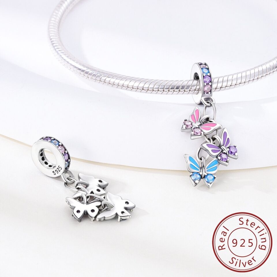 Multicolour Butterflies Dangle Charm - bellissi