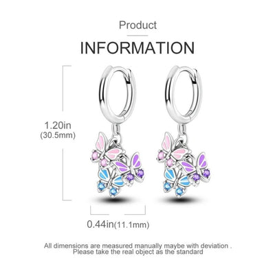 Multicoloured Butterfies Dangle with Zirconia - bellissi