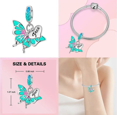 Multicoloured Butterfly Dangle Charm - bellissi
